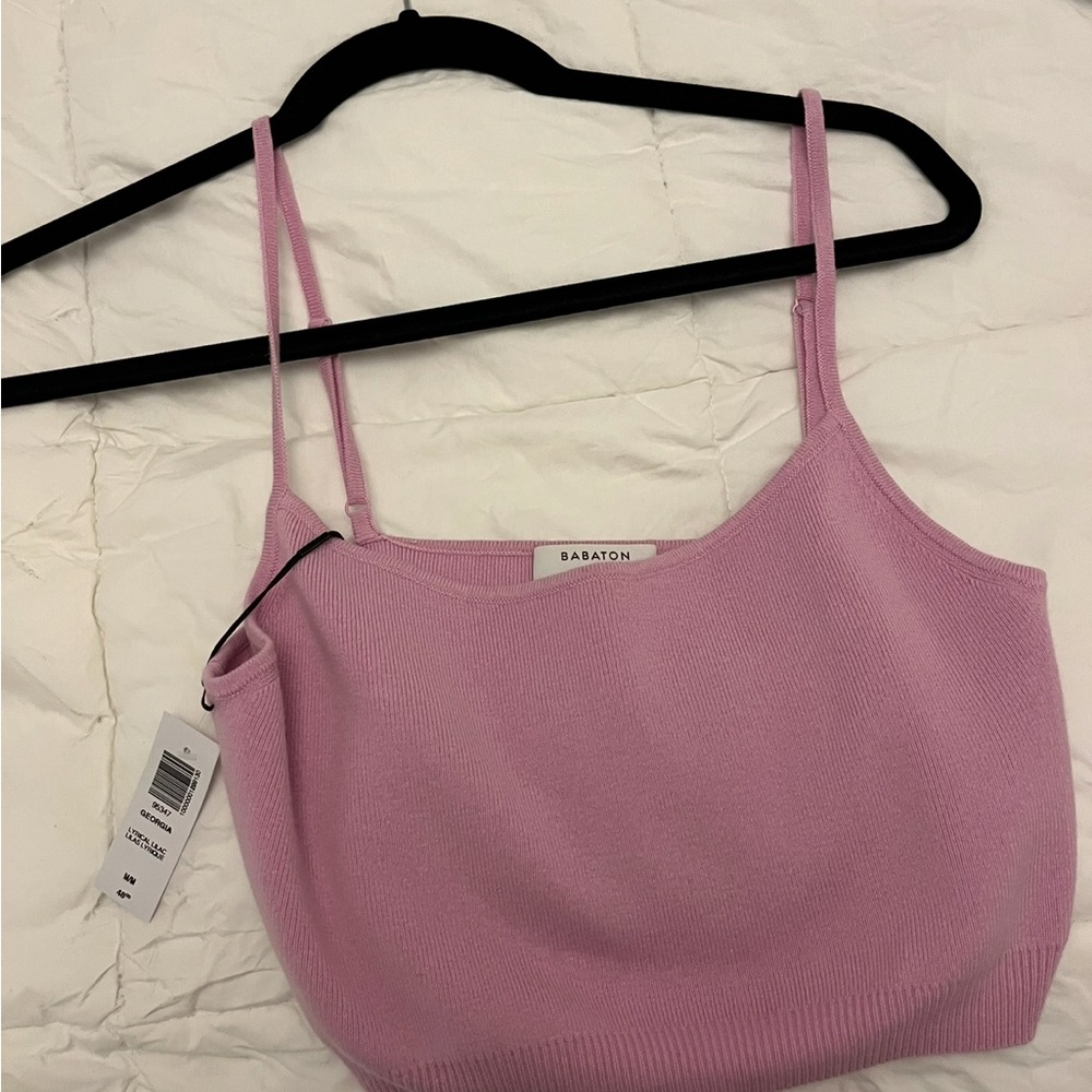 Babaton Lilac Ribbed Knit Cami Top